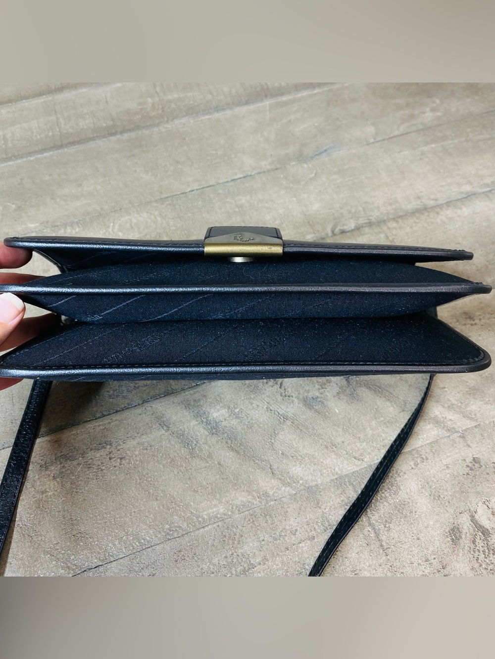Vintage BONIA Black Monogram Canvas Leather Trim Crossbody Shoulder Bag - Picture 6 of 8